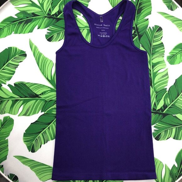 Active Basic Purple Sleeveless Scoop Neck Racerback Tank Top - Picture 6 of 12